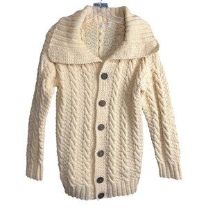 Hand knit Cable Chunky Cardigan Sweater  Womens S/M